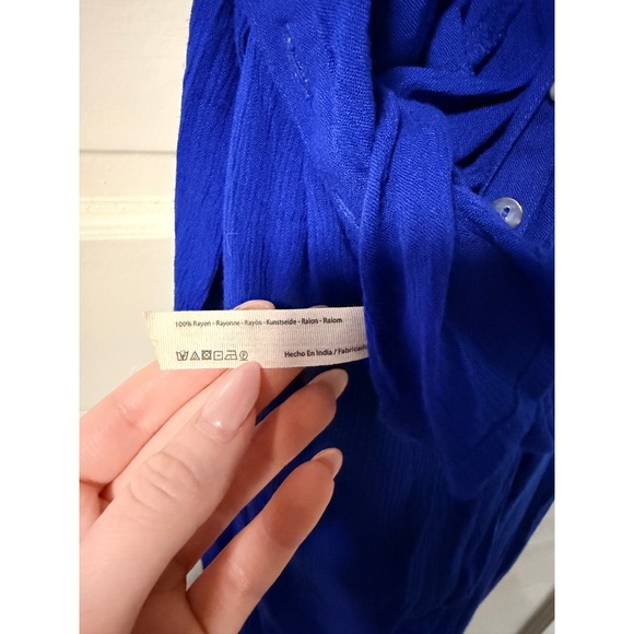 Free People Royal Blue Halter Wide Leg Jumpsuit Boho Size M - Picture 6 of 6